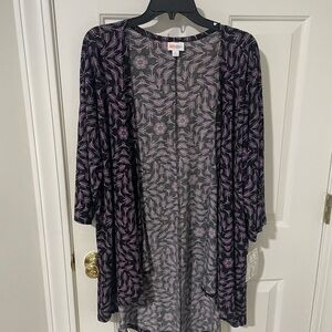 Lularoe stretchy blk purple nwt kimono